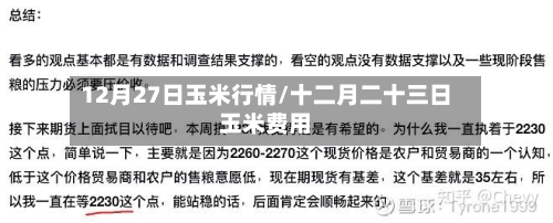 12月27日玉米行情/十二月二十三日玉米费用-第3张图片