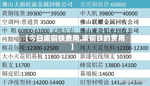 【今日废铜铁费用,废铜铁的费用】