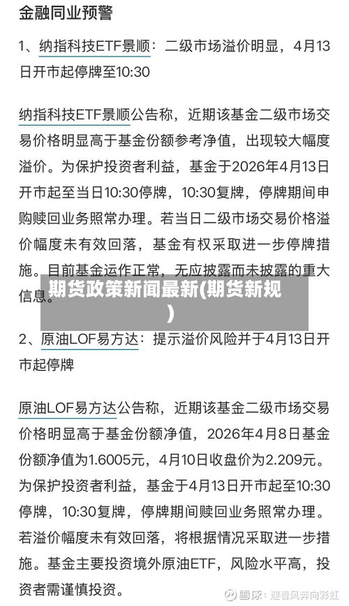 期货政策新闻最新(期货新规)