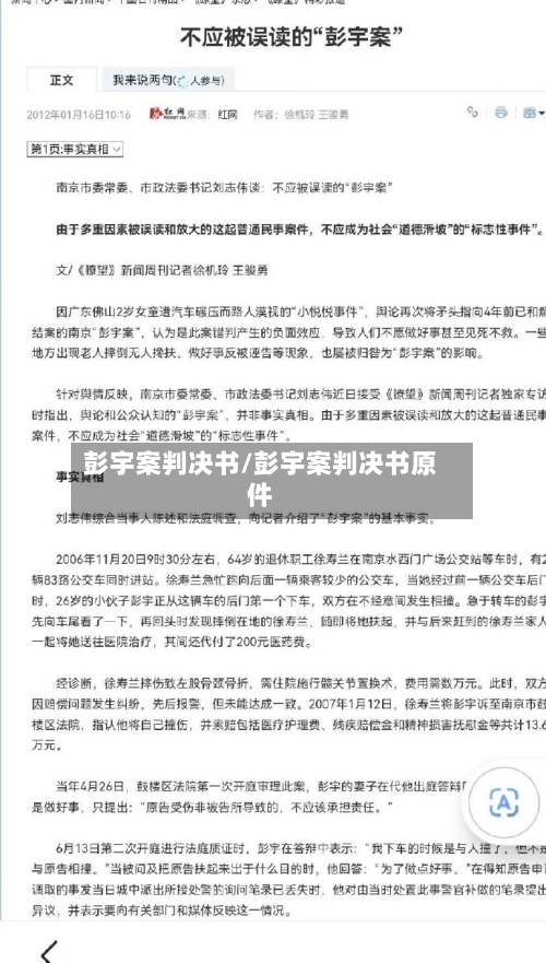 彭宇案判决书/彭宇案判决书原件