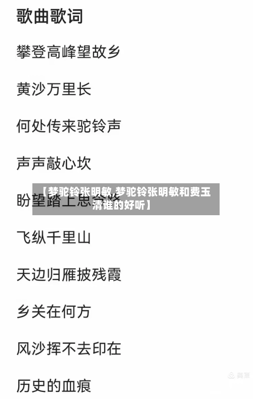 【梦驼铃张明敏,梦驼铃张明敏和费玉清谁的好听】-第2张图片