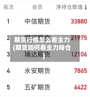 期货行情怎么看主力(期货如何看主力持仓)