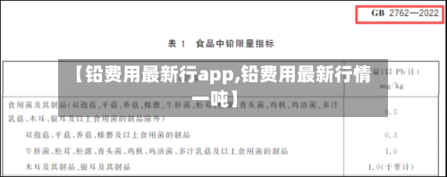 【铅费用最新行app,铅费用最新行情一吨】