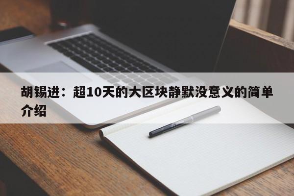 胡锡进：超10天的大区块静默没意义的简单介绍